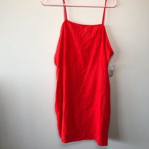 BP Linen Blend Mini Dress Orange Plus Size 2x